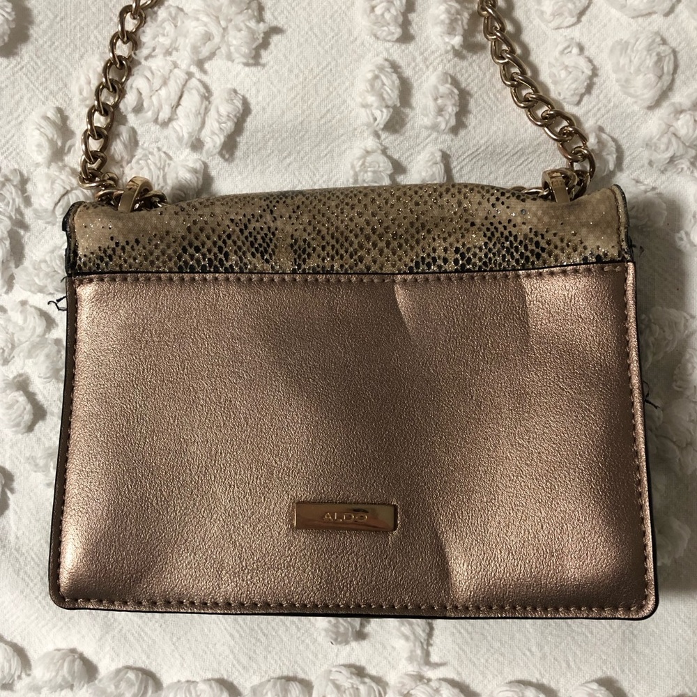 Aldo Crossbody Rose Gold Snakeskin Bag